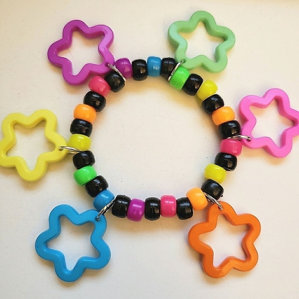Handmade Rainbow Star Charm Kandi Bracelet